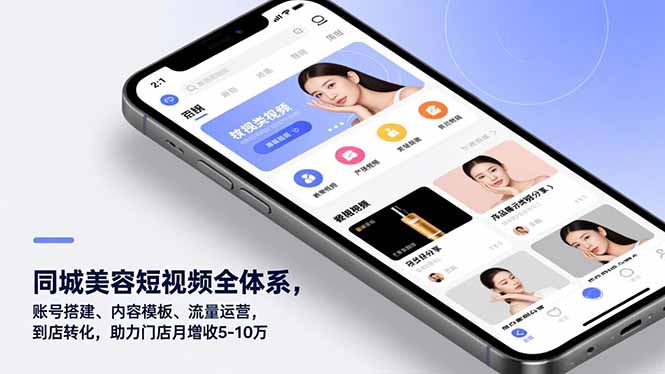 同城美容短视频全体系，账号搭建、内容模板、流量运营，到店转化，助力门店月增收5-10万-迦哆网创社