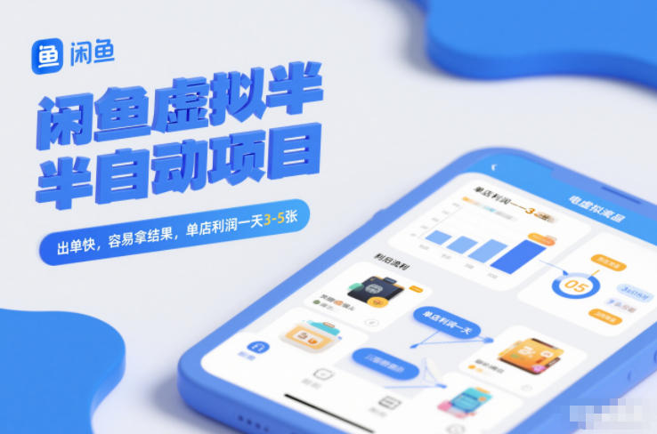 闲鱼虚拟半自动项目，出单快，容易拿结果，单店利润一天3-5张-迦哆网创社