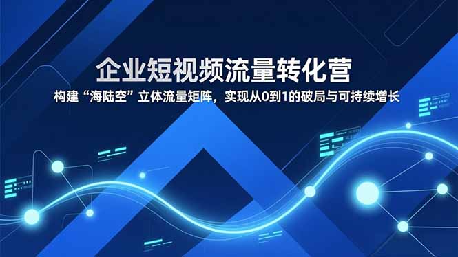 企业短视频流量转化营，构建“海陆空”立体流量矩阵，实现从0到1的破局与可持续增长-迦哆网创社