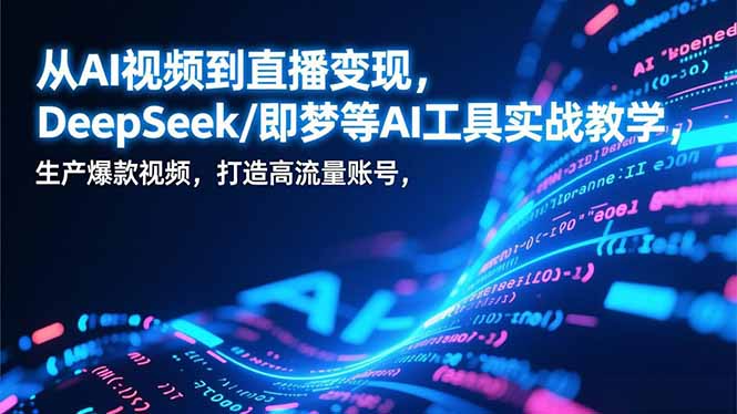从AI视频到直播变现，DeepSeek/即梦等AI工具实战教学，生产爆款视频，打造高流量账号-迦哆网创社
