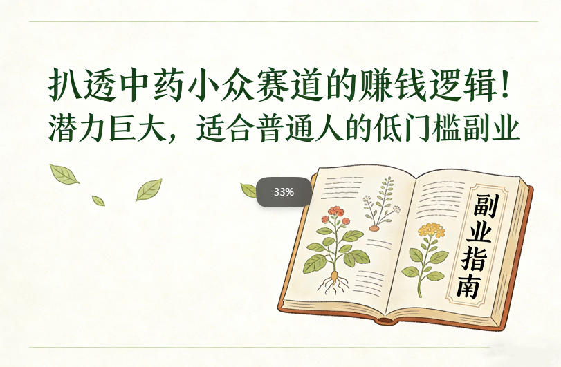 扒透中药小众赛道的賺米逻辑，潜力巨大，适合普通人的低门槛副业-迦哆网创社