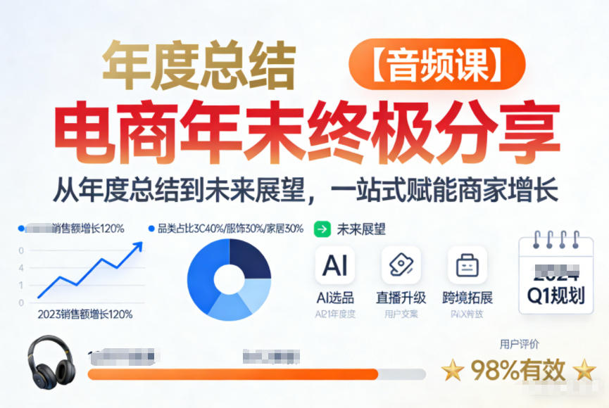 电商年未终极分享，从年度总结到未来展望，一站式赋能商家增长【音频课】-迦哆网创社