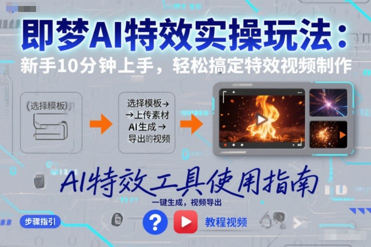 即梦AI特效实操玩法：新手10分钟上手，轻松搞定特效视频制作-迦哆网创社