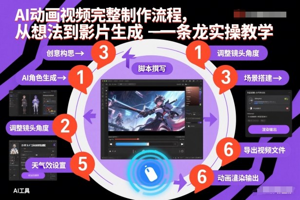 AI动画视频完整制作流程，从想法到影片生成一条龙实操教学-迦哆网创社