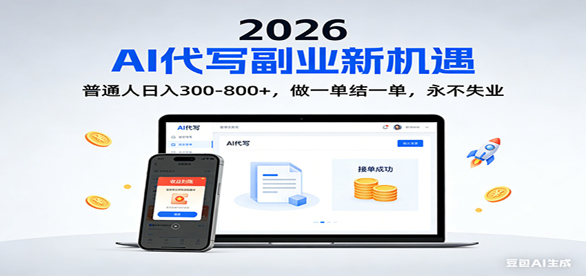2026 副业首选！AI 代写日入 300-800，普通人0门槛，做一单结一单！-迦哆网创社