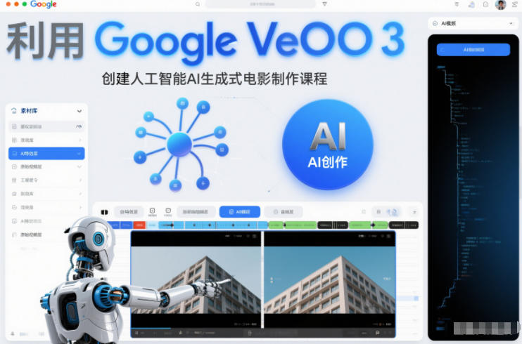 利l用Google Veo 3创建人工智能AI生成式电影制作课程，使用人工智能的力量创建令人惊叹的视频-迦哆网创社