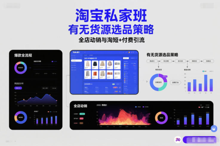 淘宝私家班，有无货源选品策略，高成功率爆款全流程打法，全店动销与淘短+付费引流(更新2026)-迦哆网创社