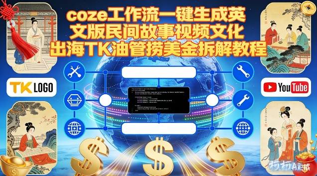 Coze扣子工作流一键生成英文版民间故事视频，文化出海TK油管捞美金拆解教程-迦哆网创社