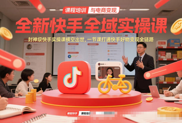 全新快手全域实操课，封神级快手实操课横空出世，一节课打通快手好物变现全链路-迦哆网创社