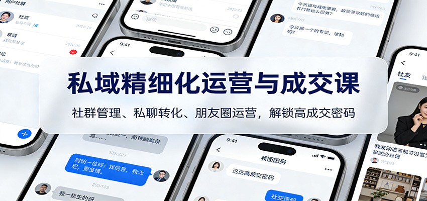 私域精细化运营与成交课：社群管理、私聊转化、朋友圈运营，解锁高成交密码-迦哆网创社