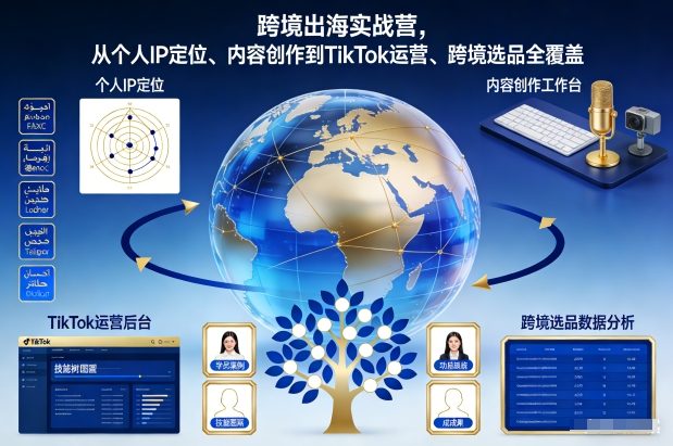 跨境出海实战营，从个人IP定位、内容创作到TikTok运营、跨境选品全覆盖-迦哆网创社