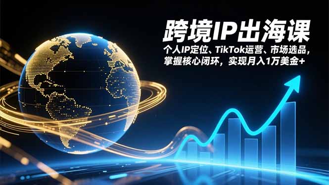 跨境IP出海课，个人IP定位、TikTok运营、市场选品，掌握核心闭环，实现月入1万美金+-迦哆网创社