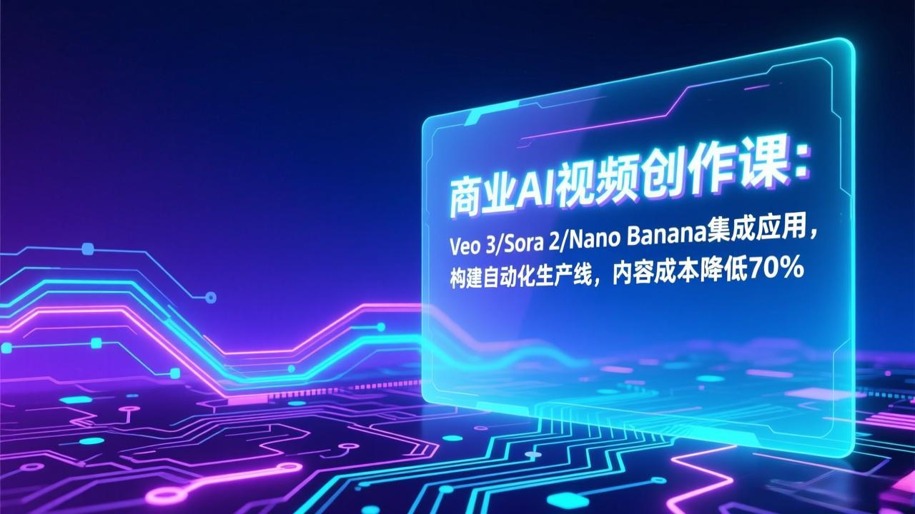 商业AI视频创作课：Veo 3/Sora 2/Nano Banana集成应用，构建自动化生产线，内容成本降低70%-迦哆网创社