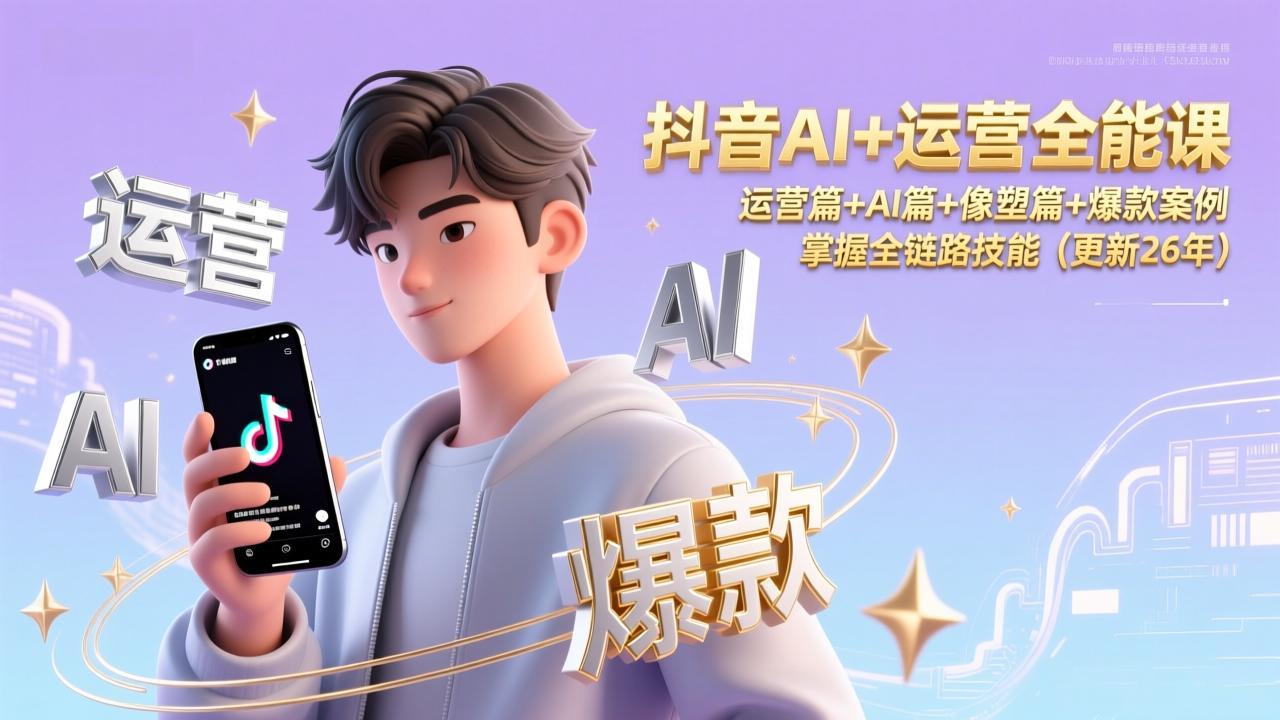 抖音AI+运营全能课，运营篇+AI篇+像塑篇+爆款案例，掌握全链路技能(更新26年-迦哆网创社