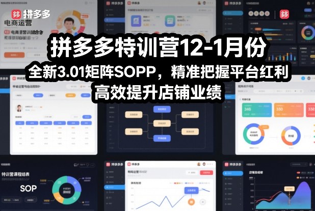 拼多多特训营12-1月份，全新3.01矩阵Sop，精准把握平台红利，高效提升店铺业绩-迦哆网创社