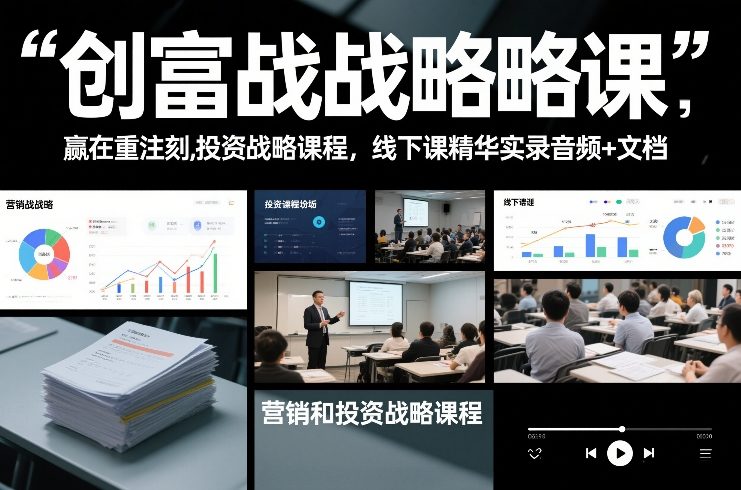 创富战略课,赢在重注时刻,营销和投资战略课程,线下课精华实录音频+文档-迦哆网创社