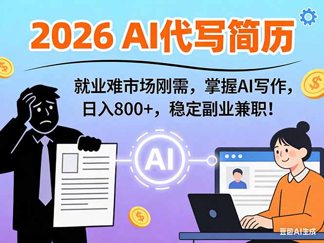 AI代写简历，超暴利，用万能模板月入1-3万实战教程，2026年市场刚需！-迦哆网创社