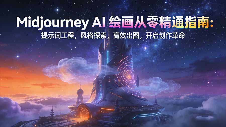 Midjourney AI绘画从零精通指南：提示词工程，风格探索，高效出图，开启创作革命-迦哆网创社