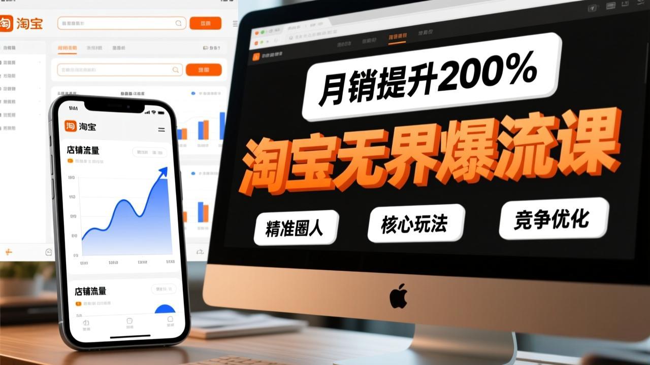淘宝无界爆流课，精准圈人、核心玩法、竞争优化，快速引爆店铺流量，月销提升200%-迦哆网创社
