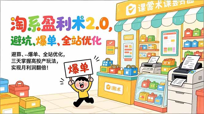 淘系盈利术2.0，避坑、爆单、全站优化，三天掌握高投产玩法，实现月利润翻倍！-迦哆网创社