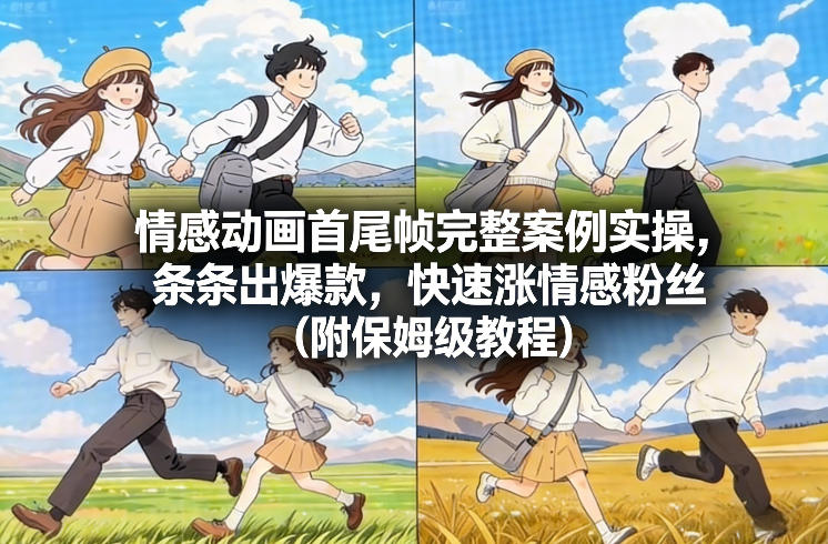 情感动画首尾帧完整案例实操，条条出爆款，快速涨情感粉丝(附保姆级教程)-迦哆网创社