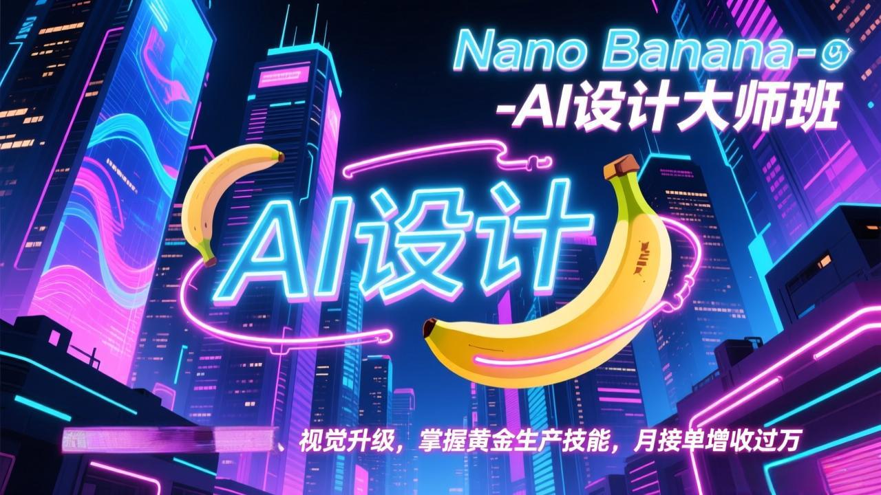 Nano Banana-AI设计大师班，修图合成、广告创作、视觉升级，掌握黄金生产技能，月接单增收过万-迦哆网创社