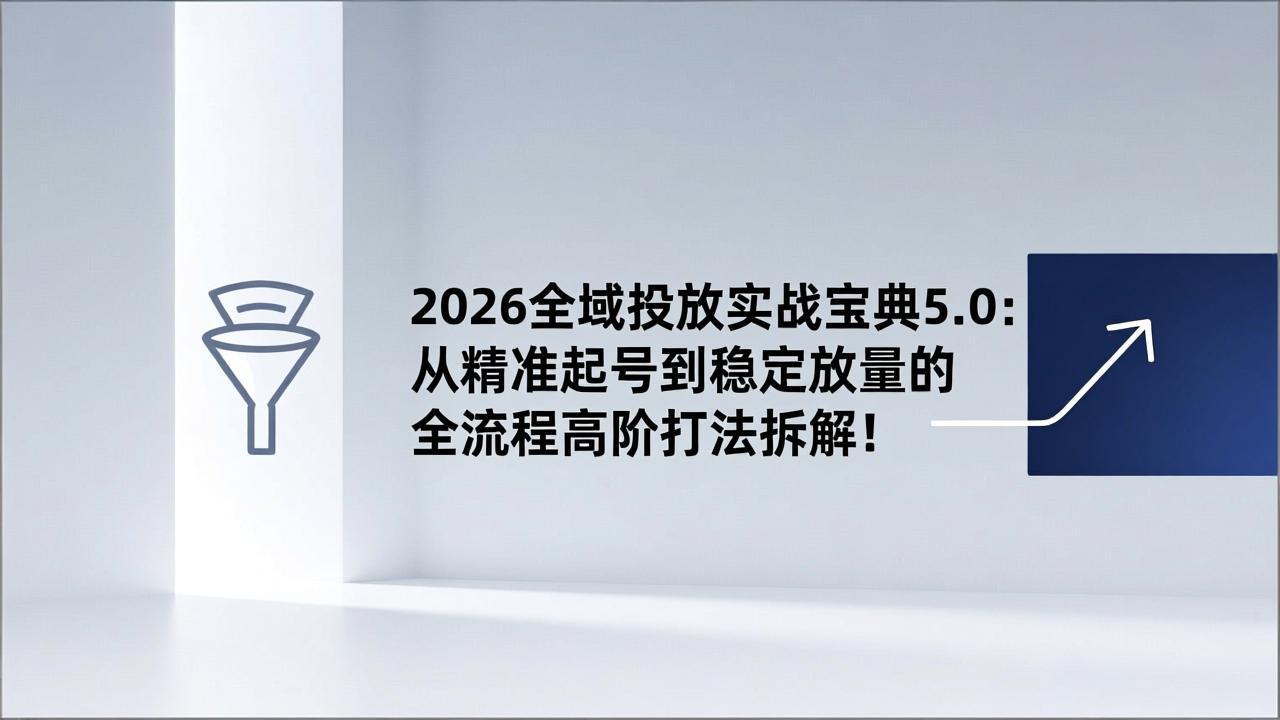 2026全域投放实战宝典5.0：从精准起号到稳定放量的全流程高阶打法拆解！-迦哆网创社