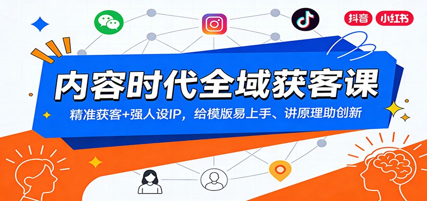 内容时代全域获客课：精准获客+强人设IP，给模版易上手、讲原理助创新-迦哆网创社