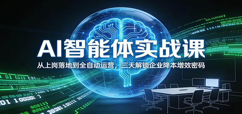 AI智能体实战课：从上岗落地到全自动运营，三天解锁企业降本增效密码-迦哆网创社