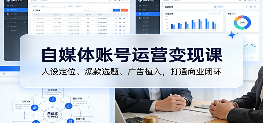 自媒体账号运营变现课：人设定位、爆款选题、广告植入，打通商业闭环-迦哆网创社