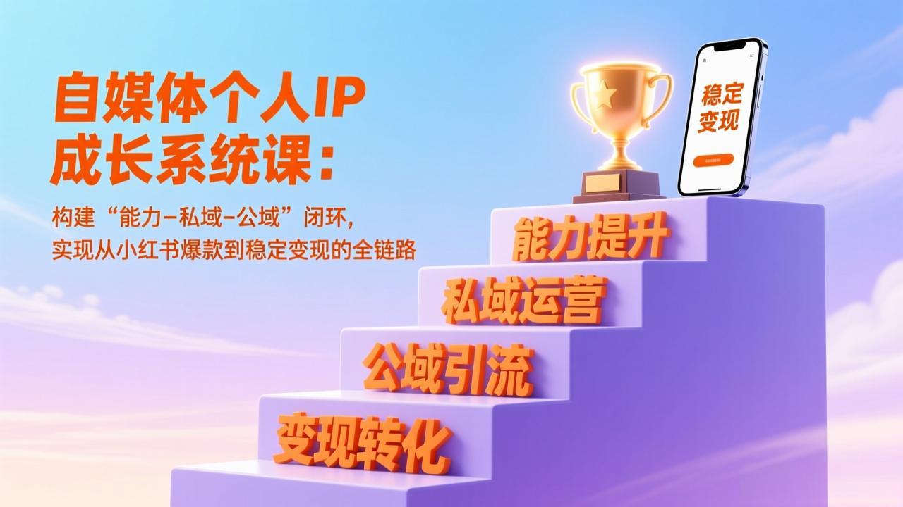 自媒体个人IP成长系统课：构建“能力-私域-公域”闭环，实现从小红书爆款到稳定变现的全链路-迦哆网创社