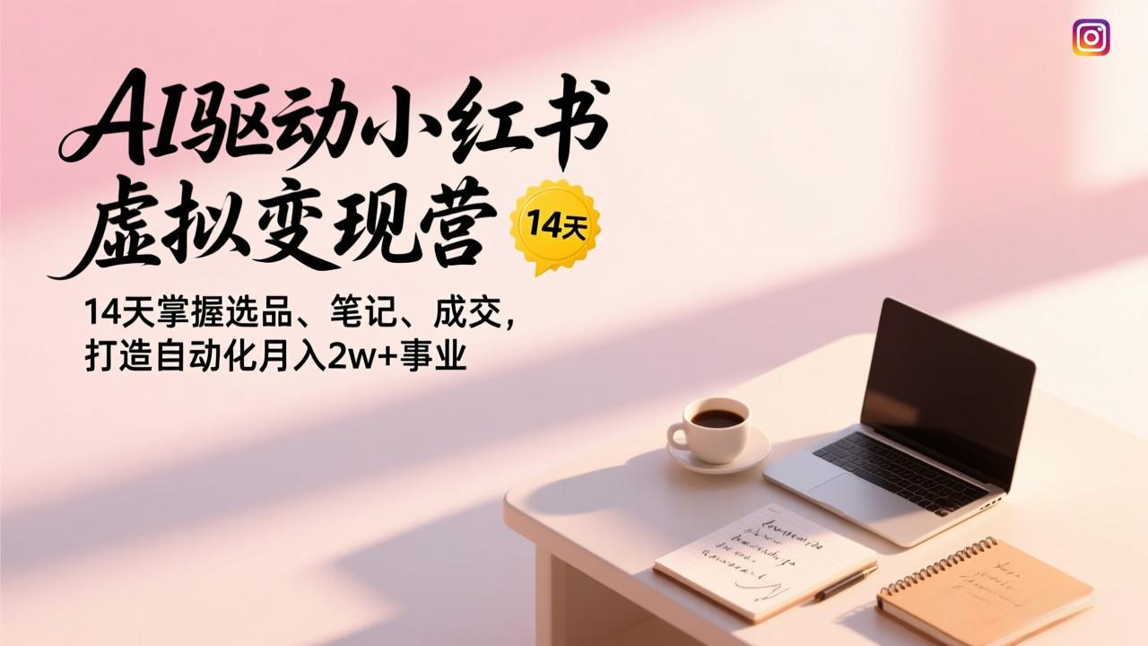 AI驱动小红书虚拟变现营，14天掌握选品、笔记、成交，打造自动化月入2w+事业-迦哆网创社