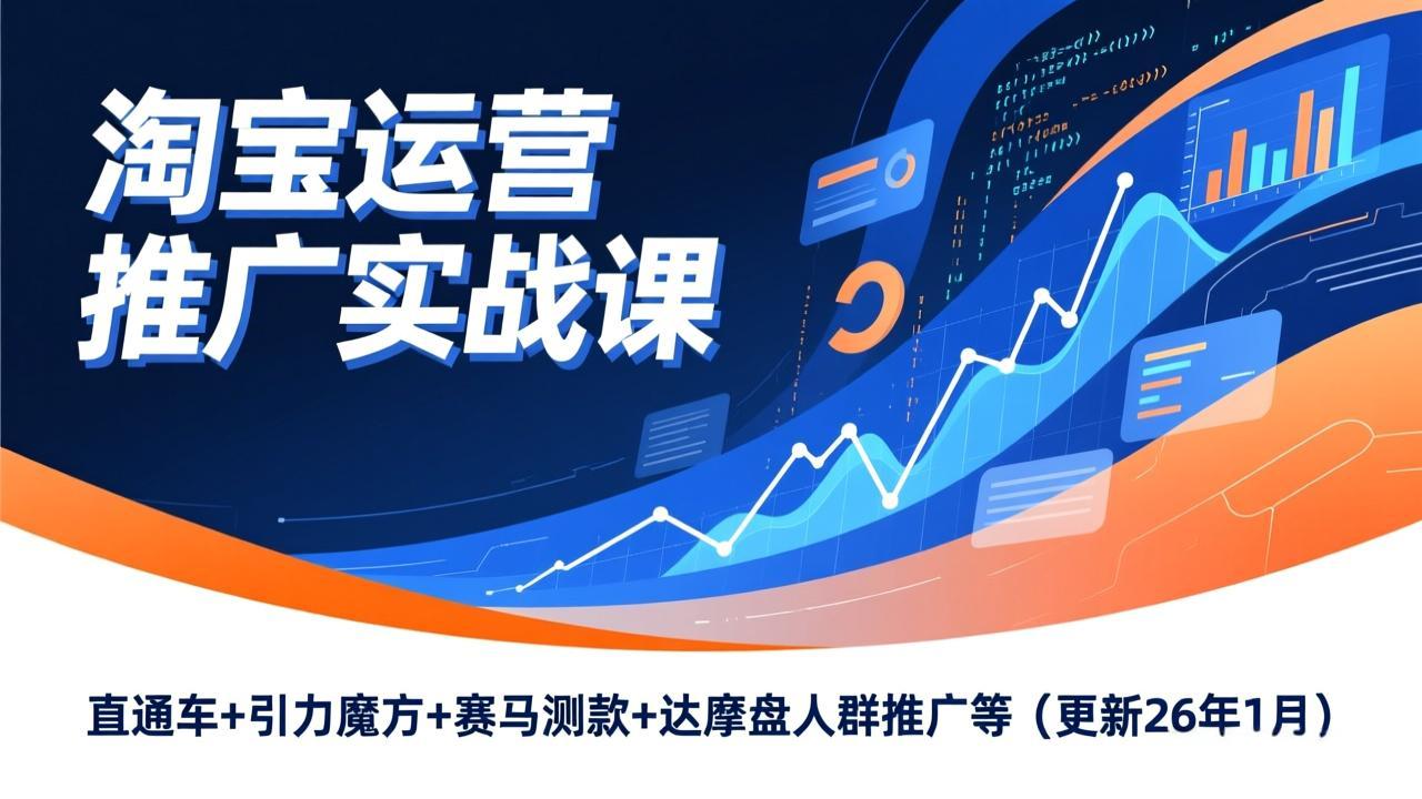 淘宝运营推广实战课，直通车+引力魔方+赛马测款+达摩盘人群推广等(更新26年1月-迦哆网创社