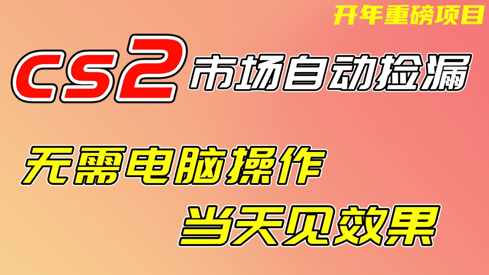 CS2市场挂机项,无需电脑操作,无需进入游戏,当天见效果,支持任何形式验证-迦哆网创社