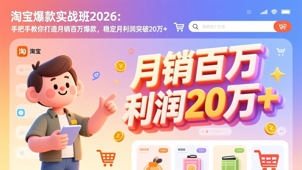 淘宝爆款实战班2026：手把手教你打造月销百万爆款，稳定月利润突破20万+-迦哆网创社