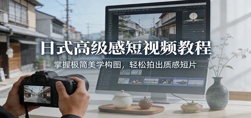 日式高级感短视频教程：掌握极简美学构图，轻松拍出质感短片-迦哆网创社