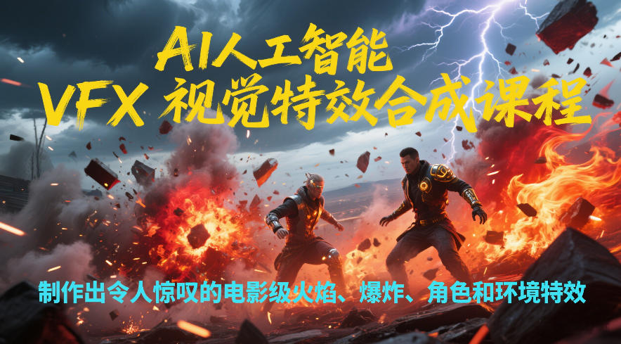 AI人工智能VFX视觉特效合成课程，制作出令人惊叹的电影级火焰、爆炸、角色和环境特效-迦哆网创社