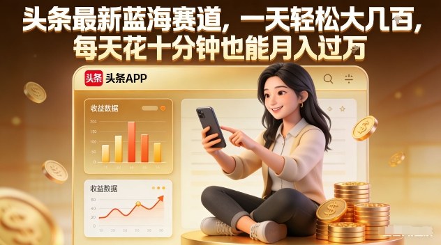 头条最新蓝海赛道，一天轻松大几张，每天花十分钟也能月入过1W【揭秘】-迦哆网创社