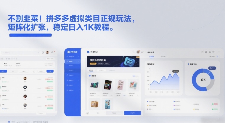 不割韭菜！拼多多虚拟类目正规玩法，矩阵化扩张，稳定日入1K教程【揭秘】-迦哆网创社