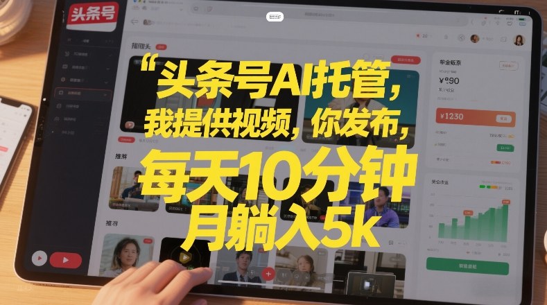 头条号AI托管，我提供视频，你发布，每天10分钟，月躺入5k+【揭秘】-迦哆网创社