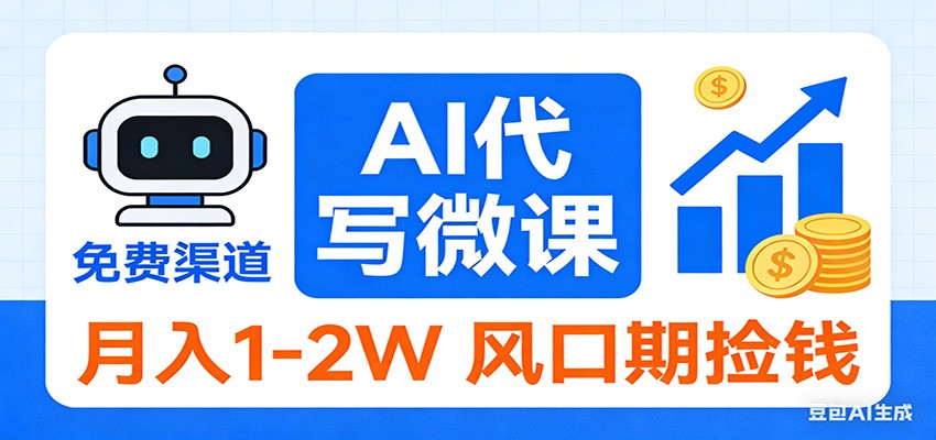 2026告别打工！AI 代写微课，提供免费渠道，月入 1-2W 风口期捡钱-迦哆网创社