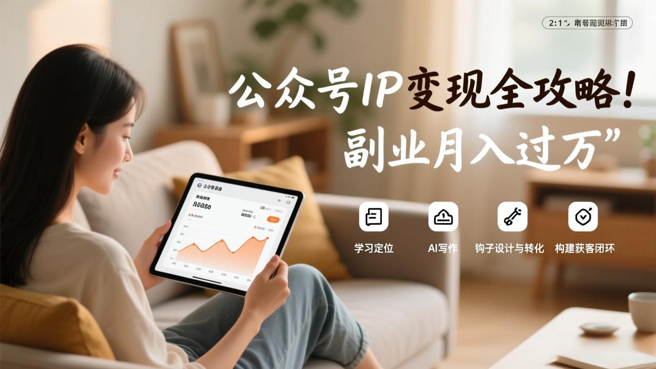 公众号IP变现全攻略，学习定位、AI写作、钩子设计与转化，构建获客闭环，副业月入过万-迦哆网创社