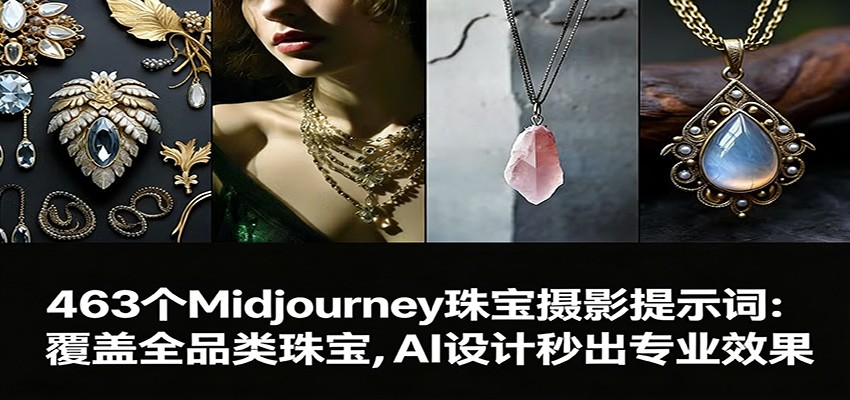 463个Midjourney珠宝摄影提示词：覆盖全品类珠宝，AI设计秒出专业效果-迦哆网创社
