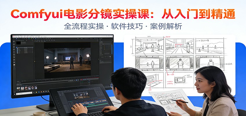ComfyUI电影分镜实操课：分镜一致性，全流程AI视频制作，零基础也能做专业分镜-迦哆网创社