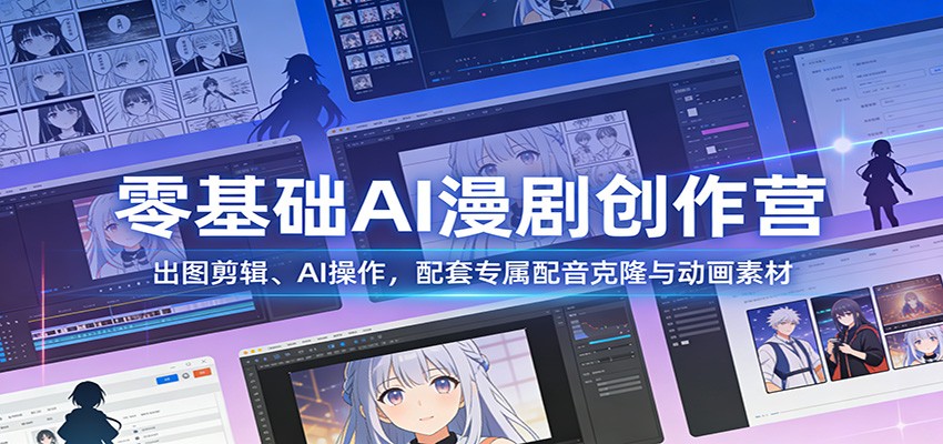 零基础AI漫剧创作营：出图剪辑、AI操作，配套专属配音克隆与动画素材-迦哆网创社