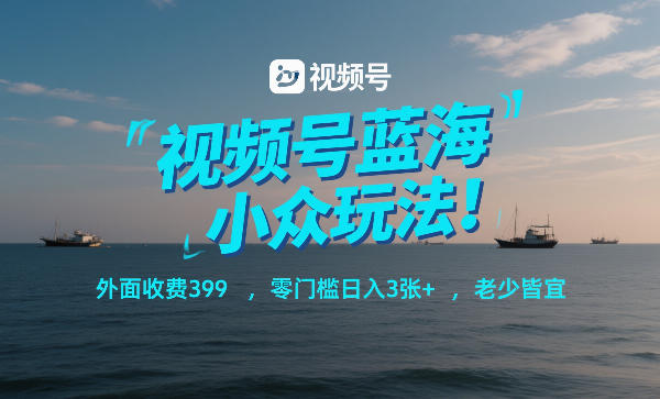 视频号蓝海小众玩法！外面收费399，零门槛日入3张+，老少皆宜-迦哆网创社