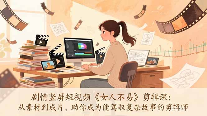 剧情竖屏短视频《女人不易》剪辑课：从素材到成片、助你成为能驾驭复杂故事的剪辑师-迦哆网创社