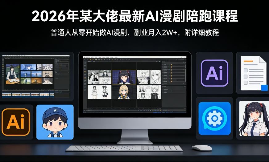 26年某大佬最新Ai漫剧陪跑课程，普通人从零开始做AI漫剧，副业月入2W+-迦哆网创社