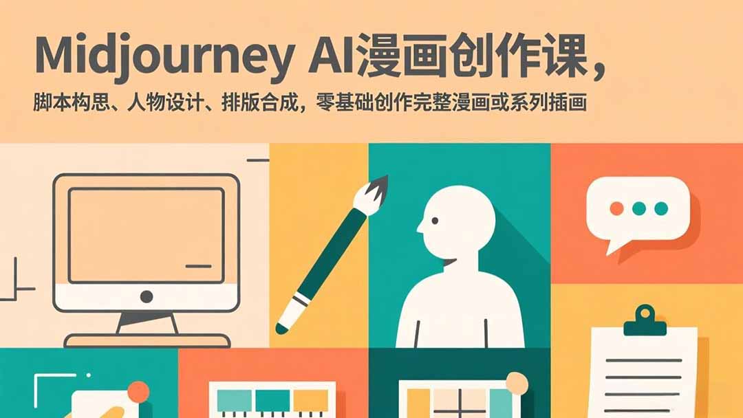 Midjourney AI漫画创作课，脚本构思、人物设计、排版合成，零基础创作完整漫画或系列插画-迦哆网创社
