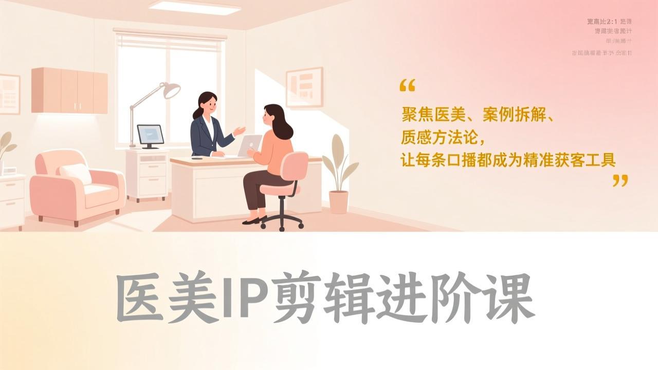 医美IP剪辑进阶课，聚焦医美、案例拆解、质感方法论，让每条口播都成为精准获客工具-迦哆网创社